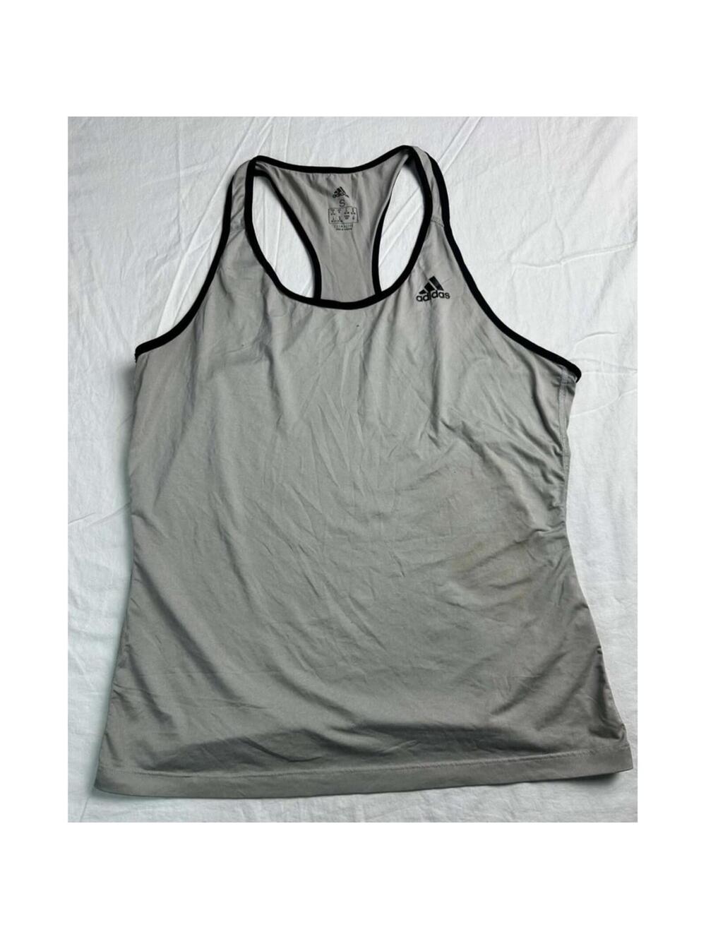 Adidas Women's Climalite Tank Top Gray Black Racerback Running Gym Shirt Size S